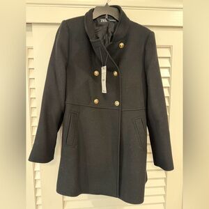 *NEW* Zara Double Breasted Pea Coat with Gold Buttons